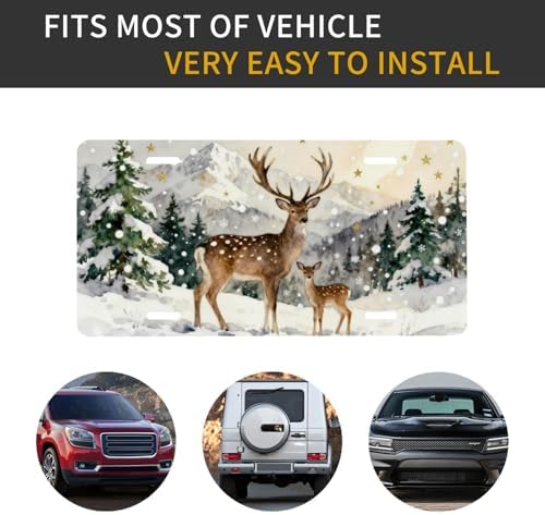 Deer Snow Front License Plate Car Decorative License Plates