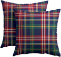 Christmas Tartan Pillow Covers 18x18 Set of 2 Navy Blue Green Red Plaid Print Decorative Outdoor Xmas Throw Pillow Cases Rustic Winter Holiday Decoration Farmhouse Sofa Couch Cushion Cover Bed Decor by Trongr