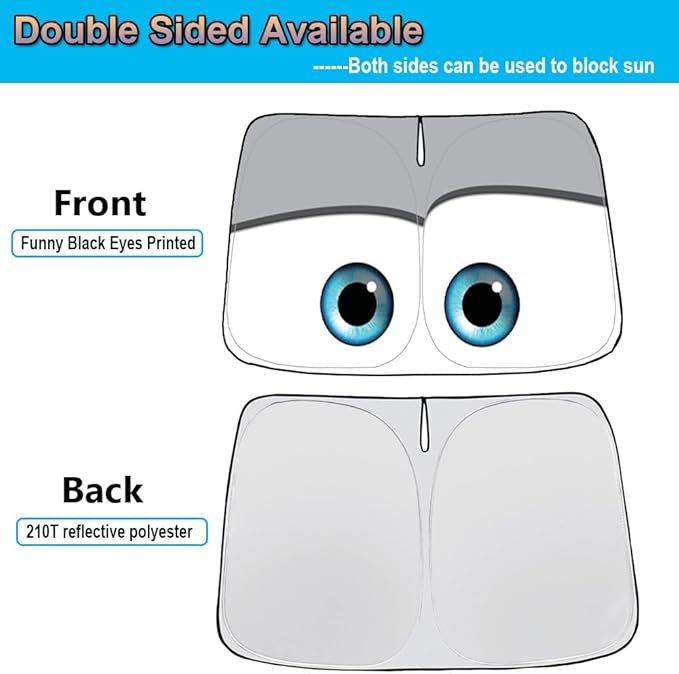 Gven Sunshade for Tesla Model Y Accessories 2025 Funny Eyes Windshield Sun - Image 2