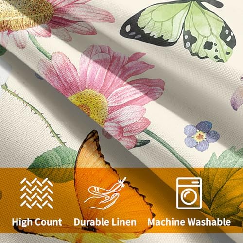 Spring Pillow Covers 24x24 Set of 2 Floral Throw Pillow Covers Rustic Butterfly Pillowcase Linen Decoration Farmhouse Soft Decorative Summer Cushion Case Couch for Indoor Outdoor Home Decor - Image 6