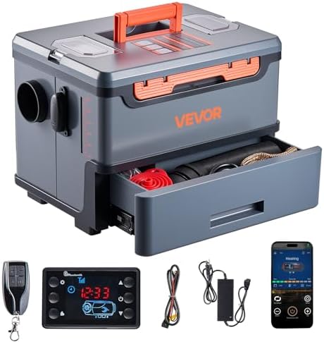 VEVOR Diesel Heater 8KW, DC 12V/24V, All in One Portable Diesel Heater with Bluetooth APP Control, Remote Control and LCD Screen, 1.3 Gal Fuel Tank for Trucks, Vans, RVs, Campers, and Garages by VEVOR