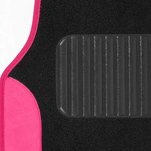 BDK Hot Pink Carpet - Two-Tone Faux Leather Automotive Floor Mats, Included Anti-Slip Features and Built-in Heel Pad, Stylish Floor Mats for Cars Truck Van SUV