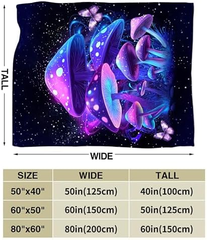 Mushroom Blanket, Purple Mushrooms Throw Blanket, Purple Blankets Stuff Fleece Flannel Plush for Women Men Boys Girls Lovers Adults Soft Bedding Gift for Sofa Bed Office Home Decor 50"X60" - Image 7