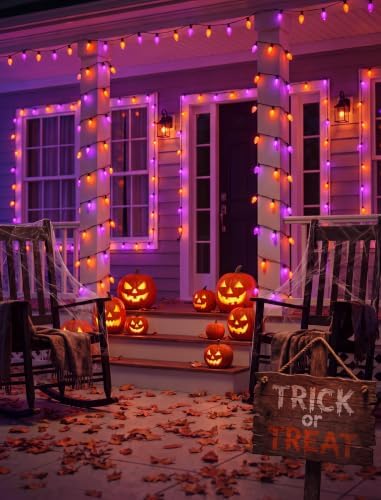 C9 Halloween Lights Outdoor, 32ft LED Purple Orange String Lights - Image 4