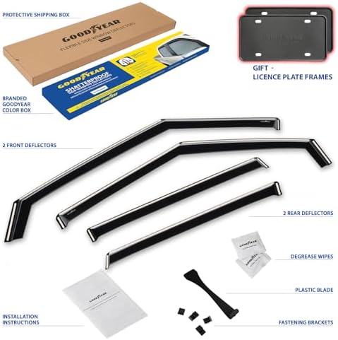 Goodyear Shatterproof in-Channel Window Deflectors for Mitsubishi Outlander 2022-2026, Rain Guards, Window Visors for Cars, Vent Deflector, Car Accessories, 4 pcs - GY008026