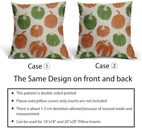 Green Orange Pumpkin Fall Pillow Covers 16x16 Set of 2 Autumn Harvest Print Thanksgiving Decorative Throw Pillows Outdoor Farmhouse Cushion Case Seasonal Decor for Couch Sofa Bed - Image 6
