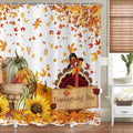 Thanksgiving Day Turkey Shower Curtain, Fall Autumn Harvest Pumpkins Sunflower Falling Maple Leaves Bathroom Curtain Waterproof Fabric Machine Washable with Hooks, 72" Wx72 L by Caheansi