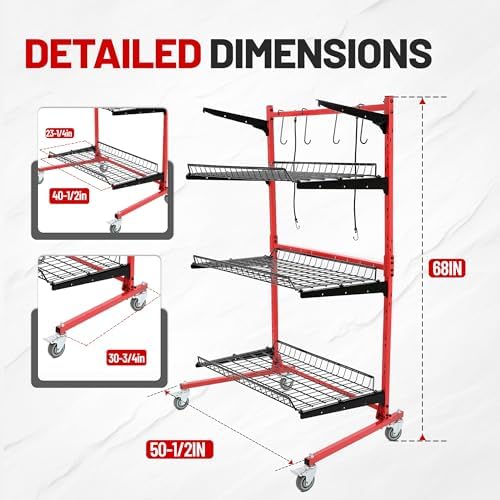 ALMULOO Auto Body Parts Storage Rack 3 Shelf Cart Storage Rack Stand - Image 2