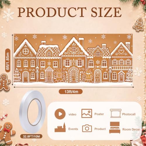 Christmas Gingerbread Village Garage Door Cover Decoration 7 x 16 ft - Image 2
