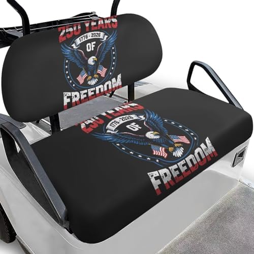 Yewatlles Golf Cart Seat Covers Kit, Fit for Club Car Precedent Ordinary Front Seat Cushion, Golf Cart Polyester Seat Cover 250th Years American Flag Freedom
