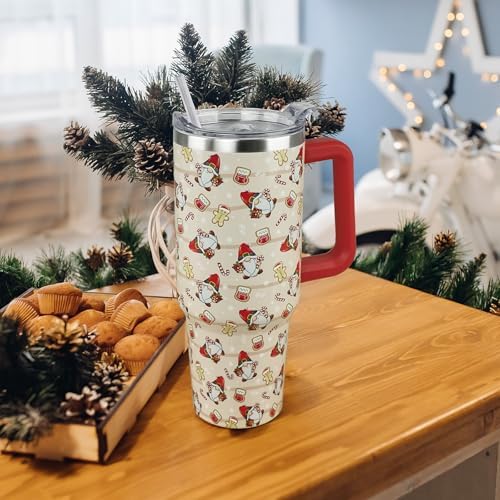 Christmas Tumbler 40 oz Gingerbread Gnomes Cup Winter Coffee Travel Mug Stainless Steel Insulated Cups Joy Holiday Water Bottle Christmas Decor Gifts - Image 2