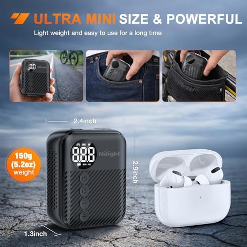 Nilight Mini Bike Pump with Gauge 150PSI Presta & Schrader Valve