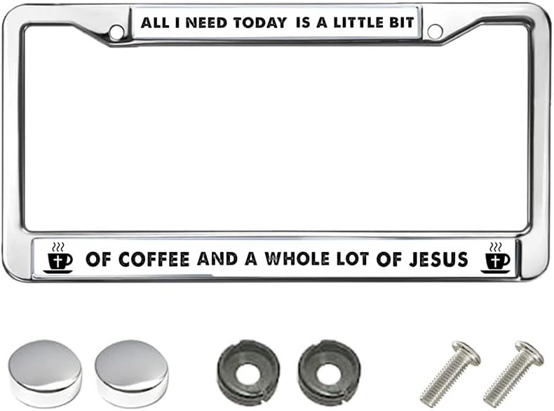 All I Need is Coffee and Jesus Rattle-Proof License Plate Frame Christian Coffer Lover License Plate Frame Cross and Love License Plate Frame for Thanksgiving