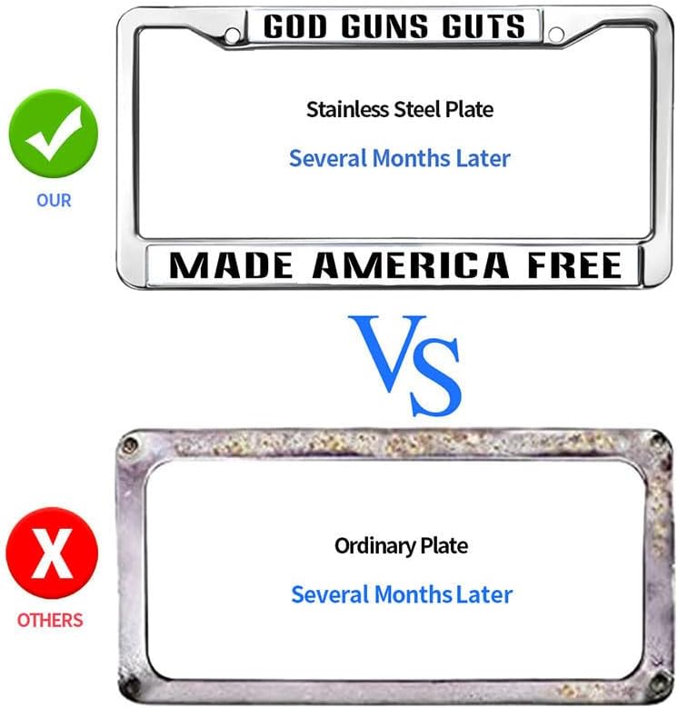 God Made America Free License Plate Frame Religious God Bless America Funny License Plate Frame Cross and Heart Weather-Proof License Plate Frame with Mounting Hardware Kit