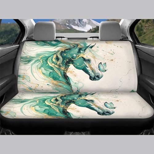 Teal Horse Print Car Seat Covers 4Pcs Front & Rear Breathable Seat Covers Universal Fits for Truck, Sedan, SUV Auto Interior Protector Car Accessories