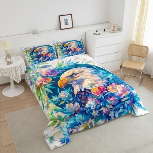 Feelyou Owl Bedding Set King Size 3D Animal Printed Comforter Set for Kids Boys Girls Bird Decor Comforter Flowers and Plants Duvet Set - Image 3