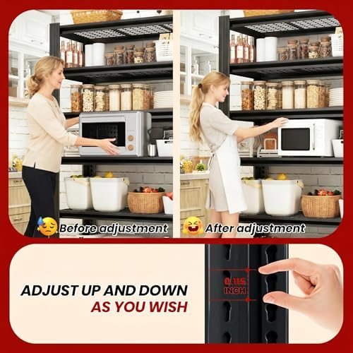 72" H Heavy Duty Garage Shelving, Metal Storage Shelves, 5 Tier Adjustable Storage Shelves, Industrial Utility Rack for Warehouse, Basement, Workshop, Kitchen, 16" D×35" W×72" H, Black - Image 4