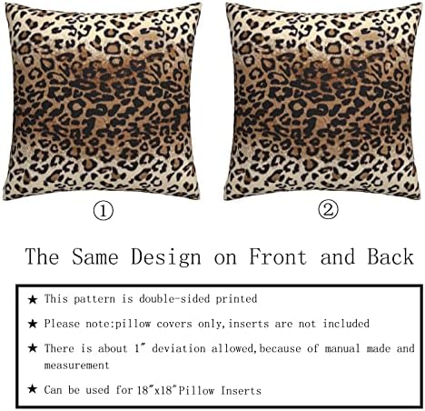 Sweetshow Brown Leopard Pillow Cover 16x16 Inches Cheetah Throw Pillows Set of 2 Soft Cotton Leopard Print Decorative Throw Pillow Covers for Home Couch Sofa Bedroom Livingroom - Image 7
