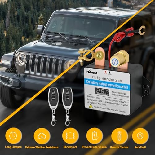 Nilight Remote Battery Disconnect Switch 12V 24V 360A w/Voltmeter Display