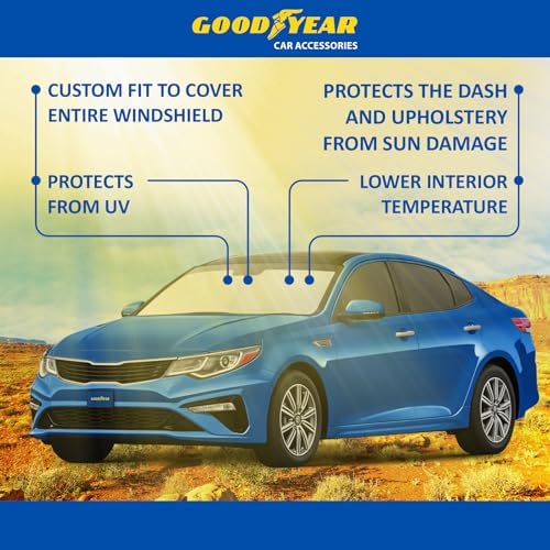 Goodyear Foldable Windshield Sunshade for Kia Optima 2016-2020, Car Accessories, Sunshade Cover, Sun Shade Car Windshield, Window Sun Blocker - GY008233