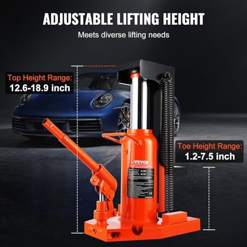 VEVOR Hydraulic Toe Jack, 10 Ton Lift, 20 Ton Capacity, 1.2-7.5 in Toe Height, 12.6-18.9 in Top Height, Air Hydraulic Claw Jack for Machinery - Image 3
