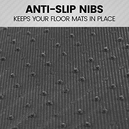 BDK Carpet Floor Mats for Cars, Two-Tone Carpet Car Mat with Faux Leather Accents, Automotive Floor Mat Sets with Built-in Heel Pad, Stylish Interior Car Accessories Pink