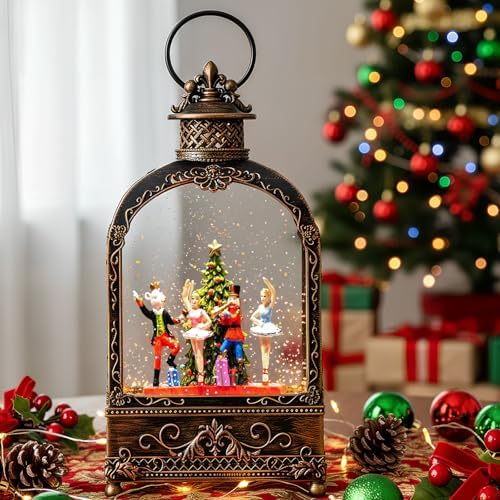 Nutcracker Christmas Snow Globes Lantern Christmas Snow Globe with Music Dance Soldier Nutcracker Scene,6H Timer,USB Lined/Battery Operated Lighted Lantern for Christmas Festival Decoration Gifts by ZQQLITE
