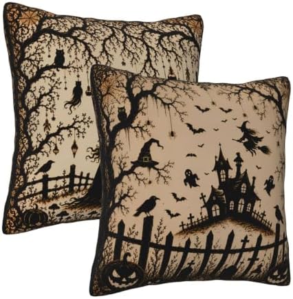 Halloween Witch Throw Pillow Covers 18x18 inch Set of 2 - Image 2