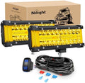 Nilight Side Shooter LED Lights 2PCS 7 Inch Yellow Beam with Wiring Kit