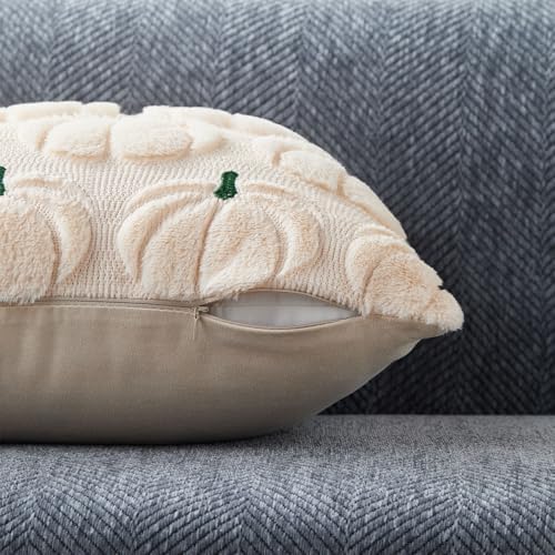 DFXSZ Fall Pillow Covers 20x20 2Pcs Beige Green Pumpkin Fall Decorations - Image 2
