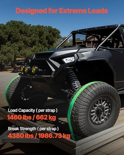 VEVOR Wheel Chock Tie-Down Kit, Chock-Style Trailer Tie Down Strap, Car Tie Down Kit with Buckle, Break Strength 4380 lbs & Working Load 1460 lbs Motorcycle System for ATVs, UTVs & Trailers