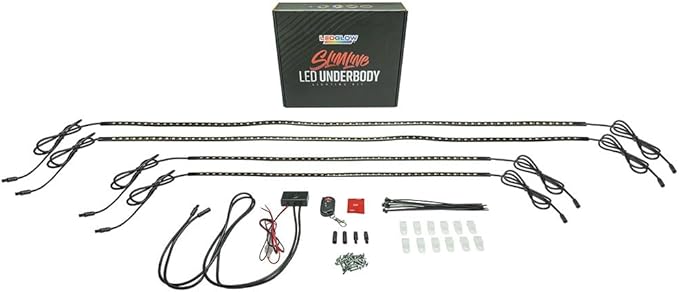 LEDGlow 4pc Blue LED Flexible Car Slimline Underbody Underglow Accent Neon - Image 9