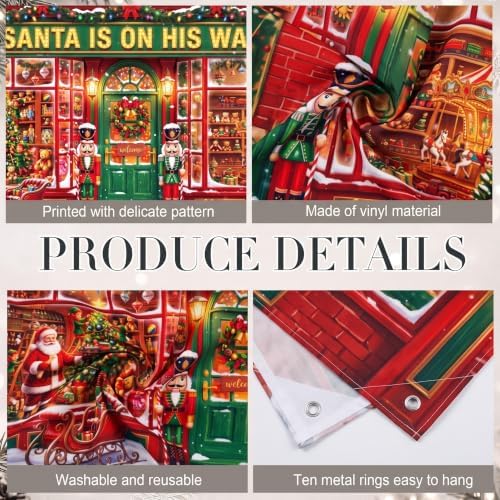 Preboun Christmas Santa Shop Garage Door Cover 7x16 Garage Door Decorations - Image 3