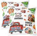 Manfei Autumn Rugby Throw Pillow Covers 2 Pack,Rustic Fall Pumpkin Maple Leaves Double Sides Print Cushion Covers for Sofa,Football Sports Theme White Pillow Covers,22"x 22" by Manfei