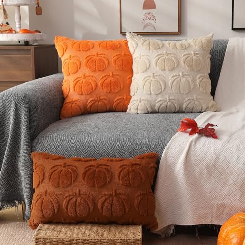 DFXSZ Fall Pillow Covers 18x18 2Pcs Orange Pumpkin Fall Decoration for Home - Image 4