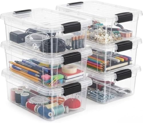Superio 7.4 Quart Clear Plastic Storage Bin with Lid, Stackable Organizer Box, BPA-Free Storage Container for Home, Garage, School & Office, 6 Pack by Superio