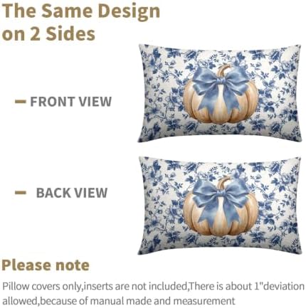 Fall Pumpkin Pillow Covers 12x20 Set of 2 Porcelain Highly Absorbent - Image 6