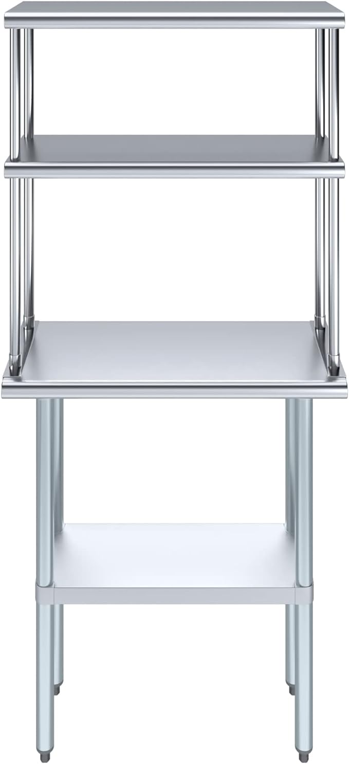 Amgood Stainless Steel Work Table Double Tier Overshelf - Image 2