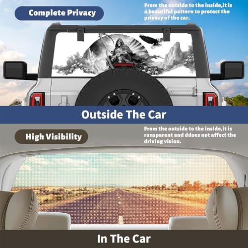 Gothic Skeleton Pickup Truck Decals Rear Window, Fantasy Grim Reaper Landscape Automotive Decals and Graphics Rear Window Decals for Trucks, Car Window Decal Sticker 66 x 22 inch