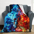 Socira Fire Skull Ice Blanket Throw Blanket Fire Skull Ice Gifts for Women Men Soft Sofa Throws for Travel Camping Bed Home Decor Car Birthday Gift 60"*80"（150 * 200cm） by Socira