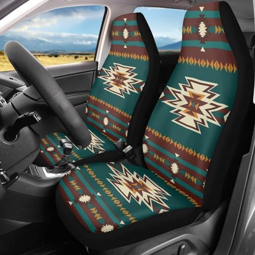 Tribal Aztec Seat Covers for Cars Front Seat, Two Pack Front Seat Covers Car Seat Protectors Universal fit SUV Truck Van Sedans Automotive Interior Covers Easy Install Clean