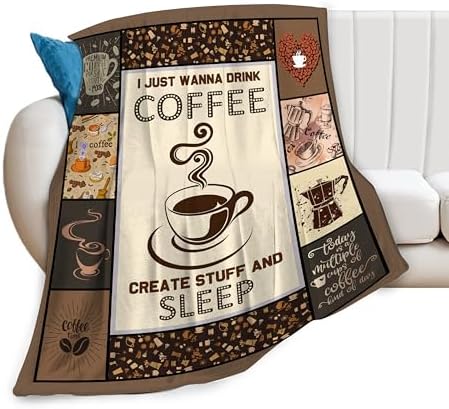 Coffee Blanket, Coffee Throw Blanket, Cafe Cup Beans Gifts Blankets Stuff Fleece Flannel Plush for Girls Women Boys Men Lovers Adults Soft Bedding Gift for Sofa Bed Office Home Decor 50"X60" by Unknown