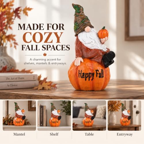 Topadorn 8 Inch Fall Gnome Pumpkin Figurine, Thanksgiving Harvest Decor - Image 5