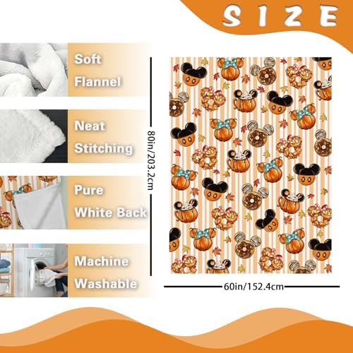 Fall Pumpkin Flannel Blanket, Autumn Thanksgiving Throw Blanket - Image 2