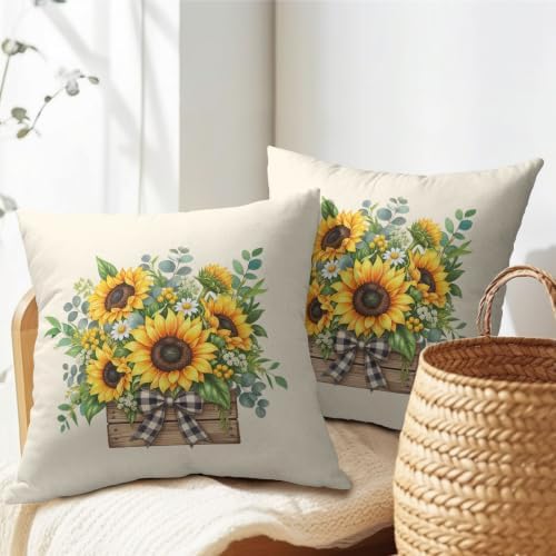 Fall Floral Pillow Covers 24x24 Set of 2 Sunflower Highly Absorbent - Image 7