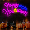 Happy Halloween Neon Sign, Bat Pumpkin Halloween LED Light, 16.7"x9.4" by DMDMBSR
