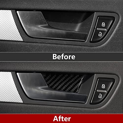Car Inner Door Bowl Decals for Audi A4 Q5 S4 RS4 2009 2010 2011 2012 2013 2014 2015 2016 Accessories Carbon Fiber Interior Stickers