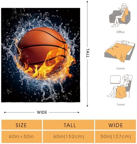 Basketball Blanket Sports Gifts for Men Women Kids Teen Boys Girls Birthday Christmas Halloween Easter Son Boyfriend Students Team Player Teammates Throw Blanket 50"x60" - Image 2
