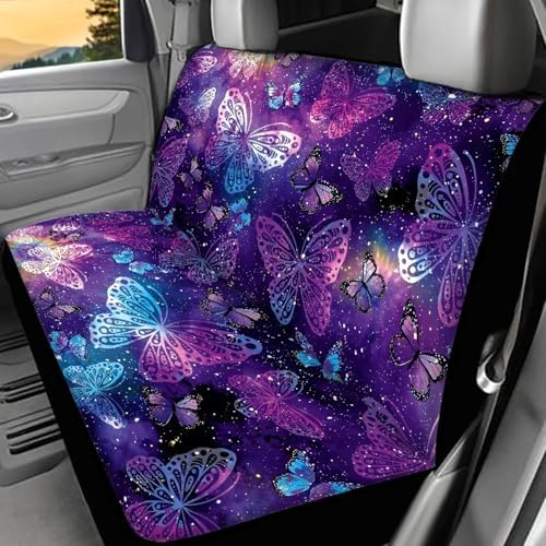 Purple Butterfly Car Back Seat Covers,Non-Slip Interior Protective Covers Rear Facing Cars Seat Cushion Seat Cover