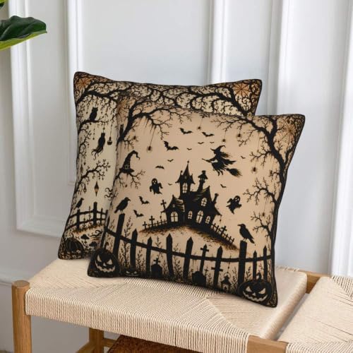 Halloween Witch Throw Pillow Covers 18x18 inch Set of 2 - Image 4
